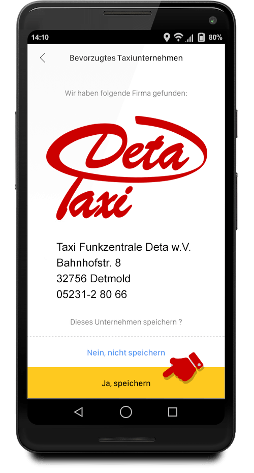 Taxi.de App, Schritt 3